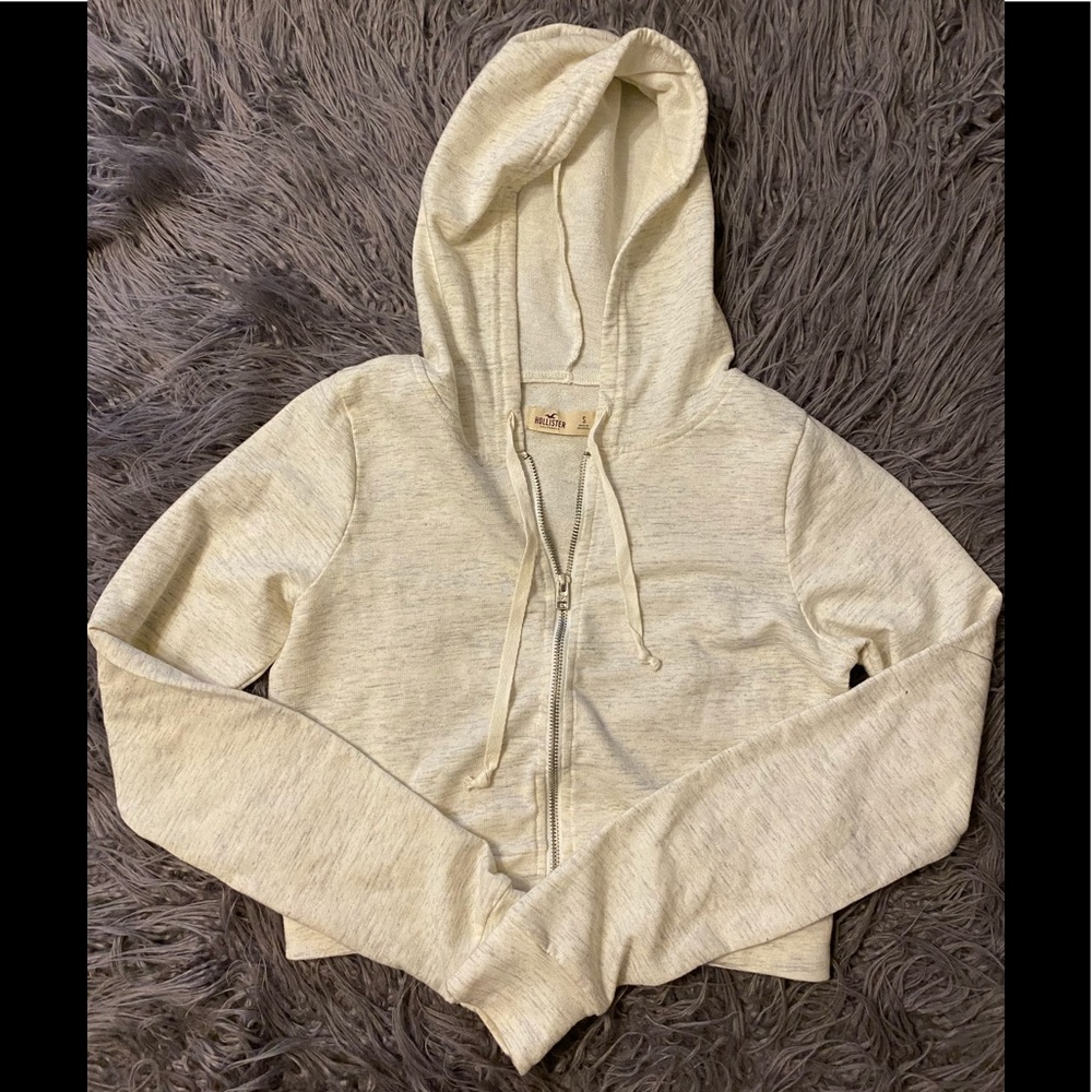 Hollister oatmeal color zip-up hoodie